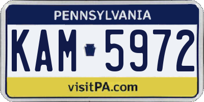 PA license plate KAM5972
