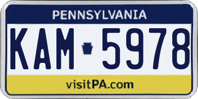 PA license plate KAM5978