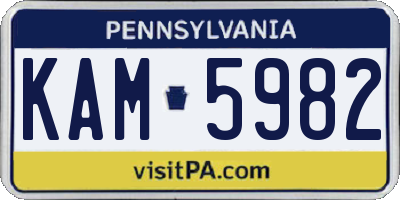 PA license plate KAM5982
