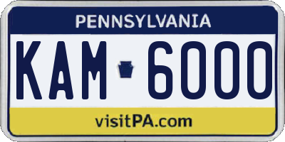 PA license plate KAM6000