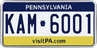 PA license plate KAM6001