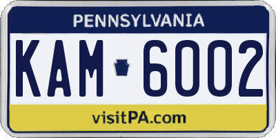 PA license plate KAM6002