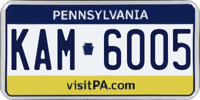 PA license plate KAM6005