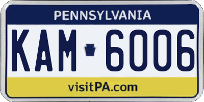 PA license plate KAM6006