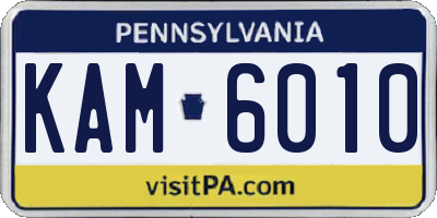 PA license plate KAM6010