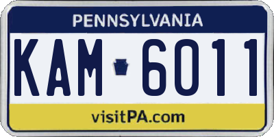 PA license plate KAM6011