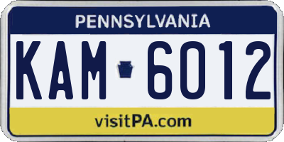 PA license plate KAM6012