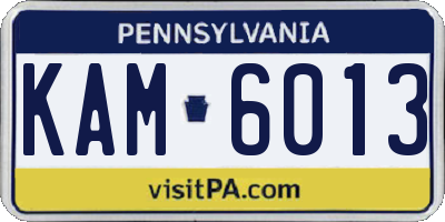 PA license plate KAM6013