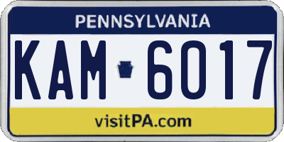 PA license plate KAM6017