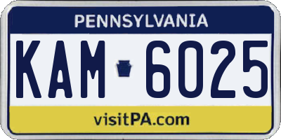 PA license plate KAM6025