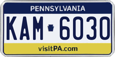 PA license plate KAM6030