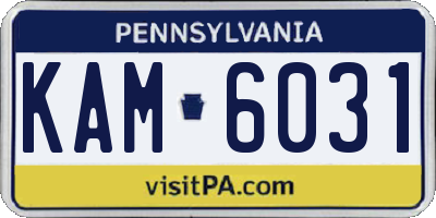 PA license plate KAM6031
