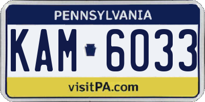 PA license plate KAM6033