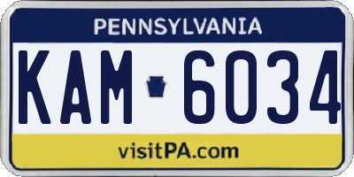 PA license plate KAM6034