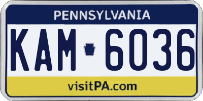 PA license plate KAM6036