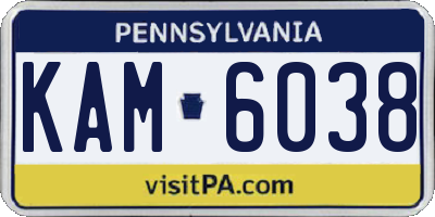 PA license plate KAM6038