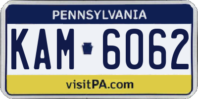 PA license plate KAM6062