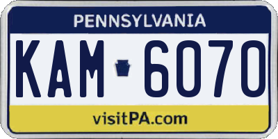 PA license plate KAM6070