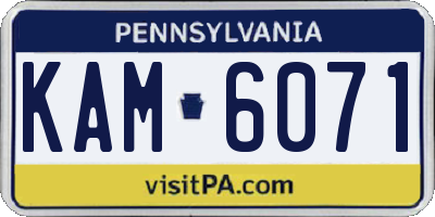 PA license plate KAM6071