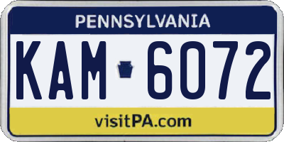 PA license plate KAM6072
