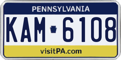 PA license plate KAM6108