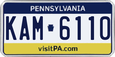 PA license plate KAM6110