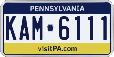 PA license plate KAM6111