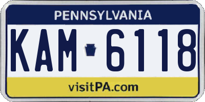 PA license plate KAM6118