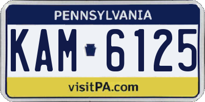 PA license plate KAM6125