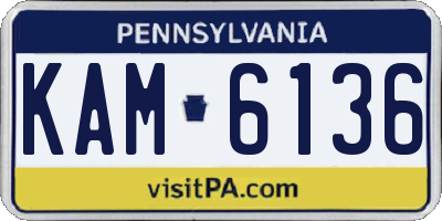 PA license plate KAM6136
