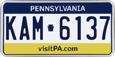 PA license plate KAM6137