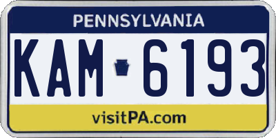 PA license plate KAM6193