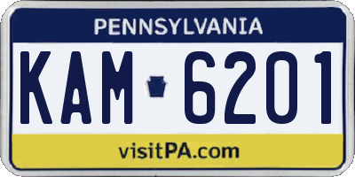 PA license plate KAM6201