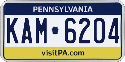 PA license plate KAM6204