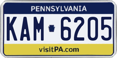 PA license plate KAM6205