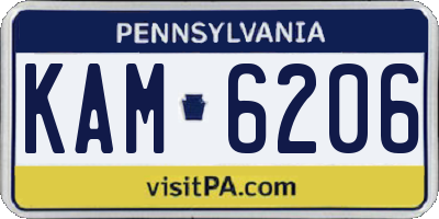 PA license plate KAM6206