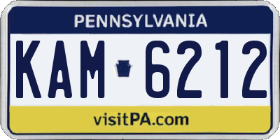 PA license plate KAM6212