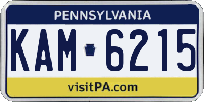 PA license plate KAM6215