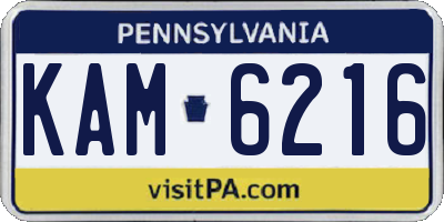 PA license plate KAM6216