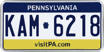 PA license plate KAM6218