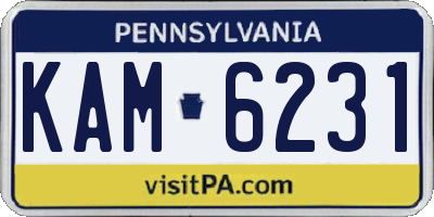 PA license plate KAM6231