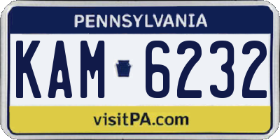 PA license plate KAM6232