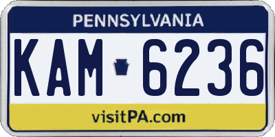 PA license plate KAM6236