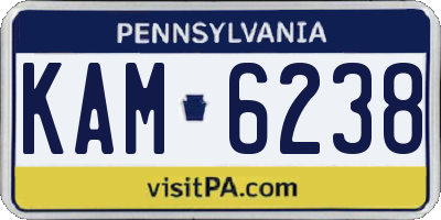 PA license plate KAM6238