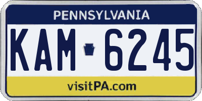 PA license plate KAM6245