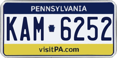 PA license plate KAM6252