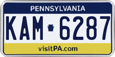 PA license plate KAM6287