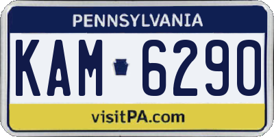 PA license plate KAM6290