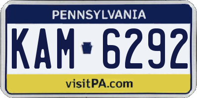 PA license plate KAM6292