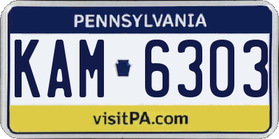 PA license plate KAM6303